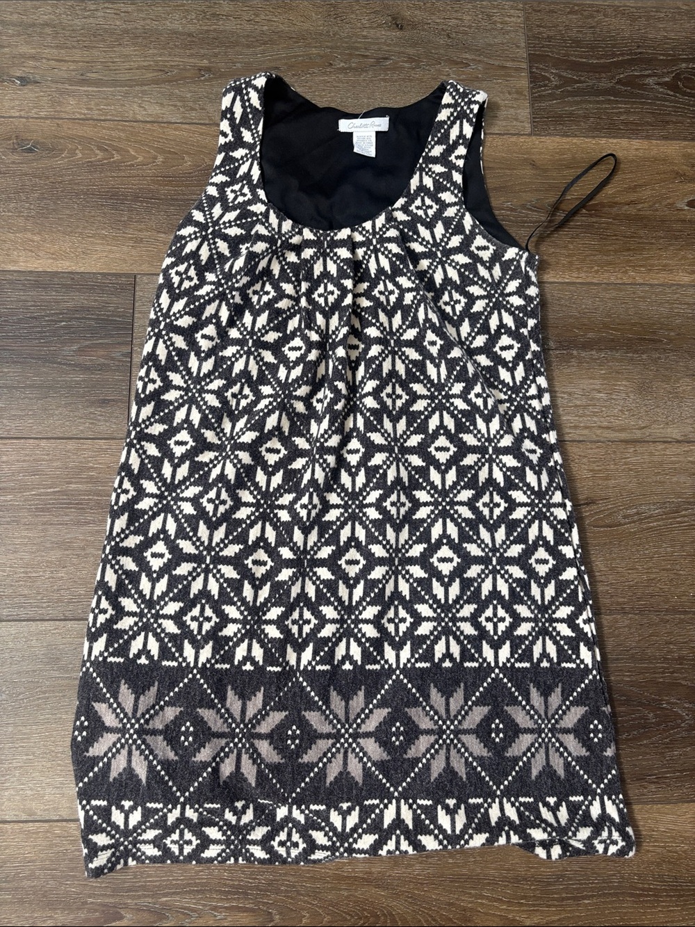 Black and Cream Geometric Tank  Dress